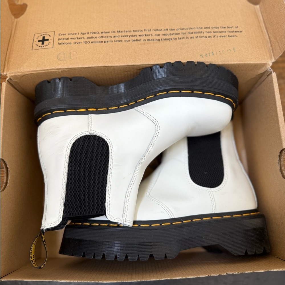 Dr. Martens Women's White and Black Combat Boots